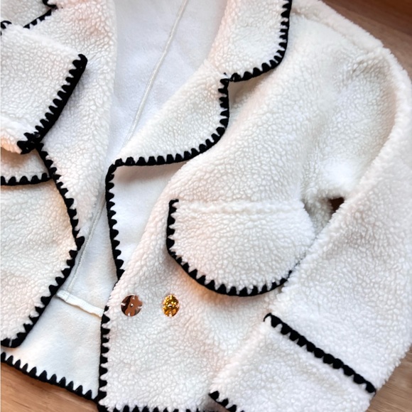 COMMENSE Embroidered Trim Fleece Kimono Jacket. New - Picture 4 of 8